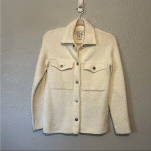 Rachel Zoe Snap Buttons Ivory Eyelash Shacket Jacket Size XS